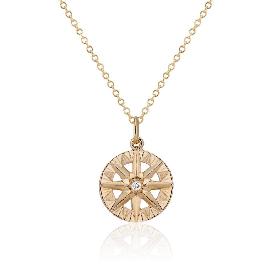Diamond Yellow Gold Compass